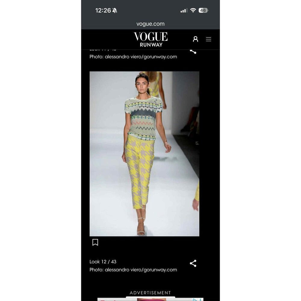 Timo Weiland Yellow & Grey Mixed Pattern Print Womens Pants Size 2 Festival Arts